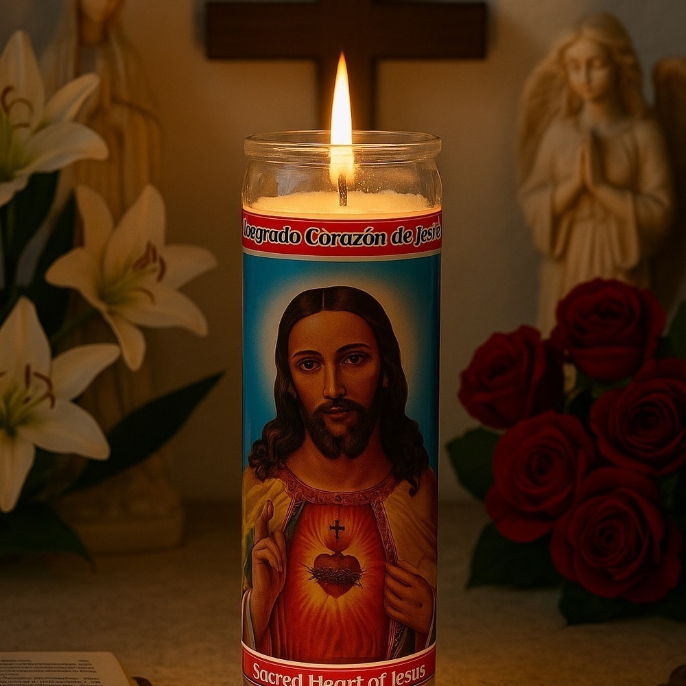 Sacred Heart of Jesus Devotional Prayer 8” Candle NWT